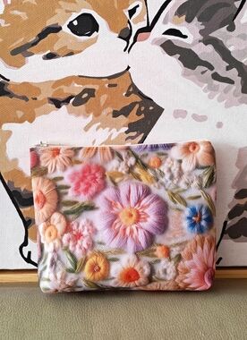 3D Floral Pastel Zip Pouch
